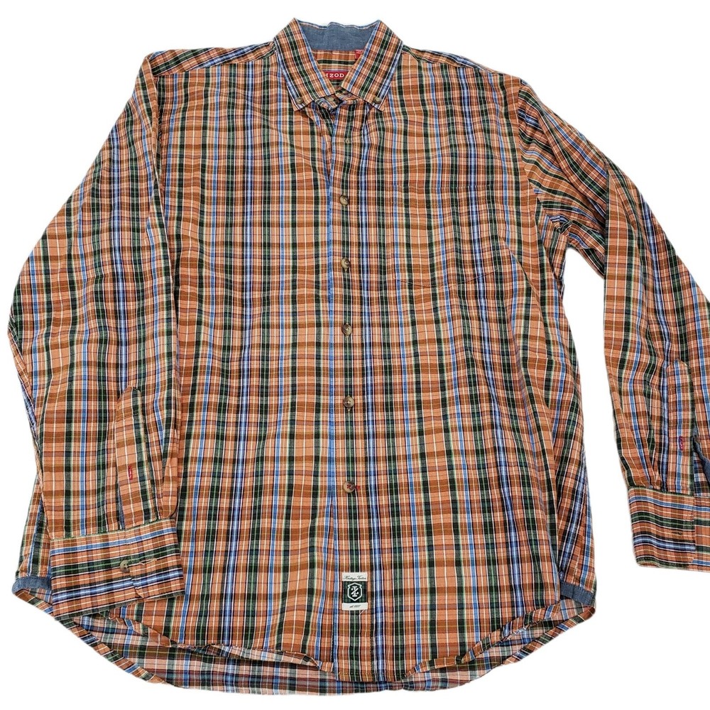 Izod Heritage Tartan Men's Medium Long Sleeve Button Down Shirt